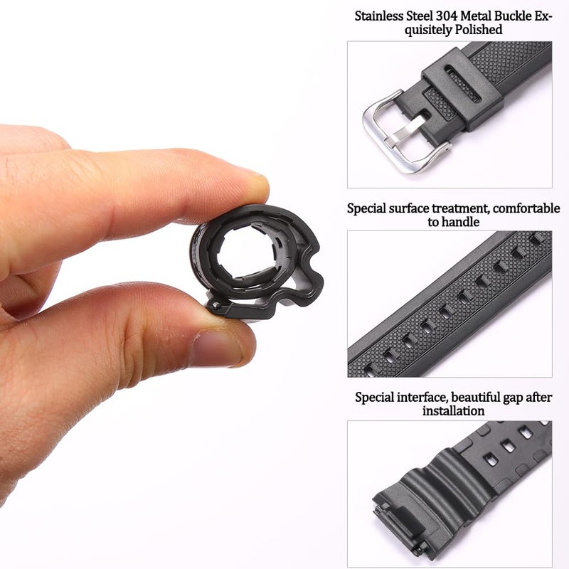 MCXGL Natural Resin Replacement Watch Band Compatible with Casio W218H W-219H AE1200WH AE-1300WH W800H SGW-300H F-108WH Waterproof Rubber strap - Image 4